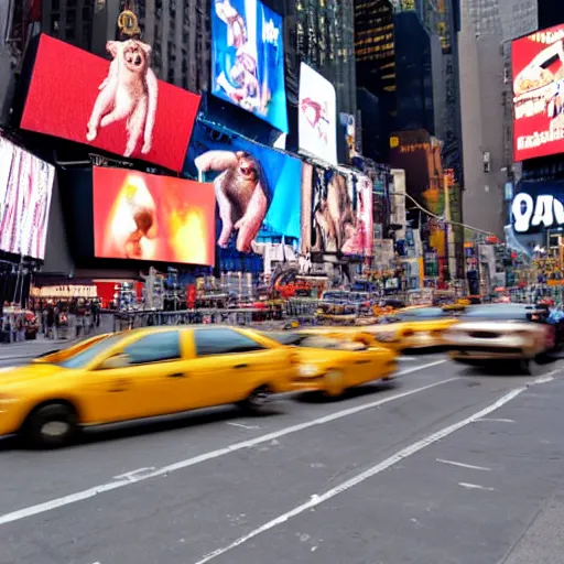 Prompt: an infinite number of monkeys in new york time square