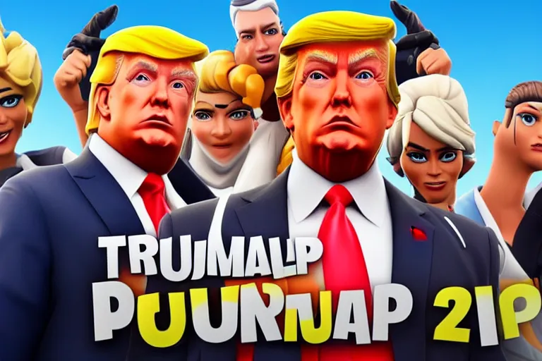 Prompt: Donald trump in Fortnite, skin selection screen, screenshot