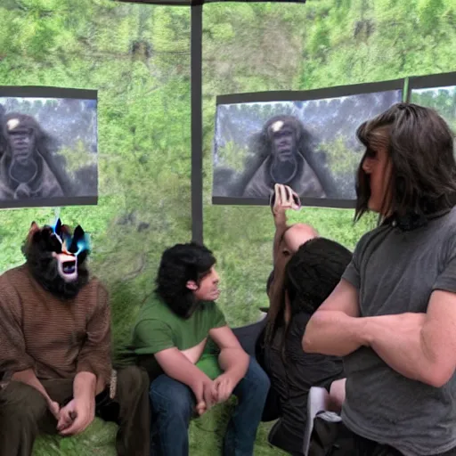 Prompt: green screen student film reenactment of planet of the apes