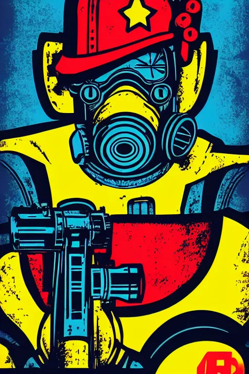 Image similar to fallout 7 6 retro futurist illustration art by butcher billy, sticker, colorful, illustration, highly detailed, simple, smooth and clean vector curves, no jagged lines, vector art, smooth andy warhol style