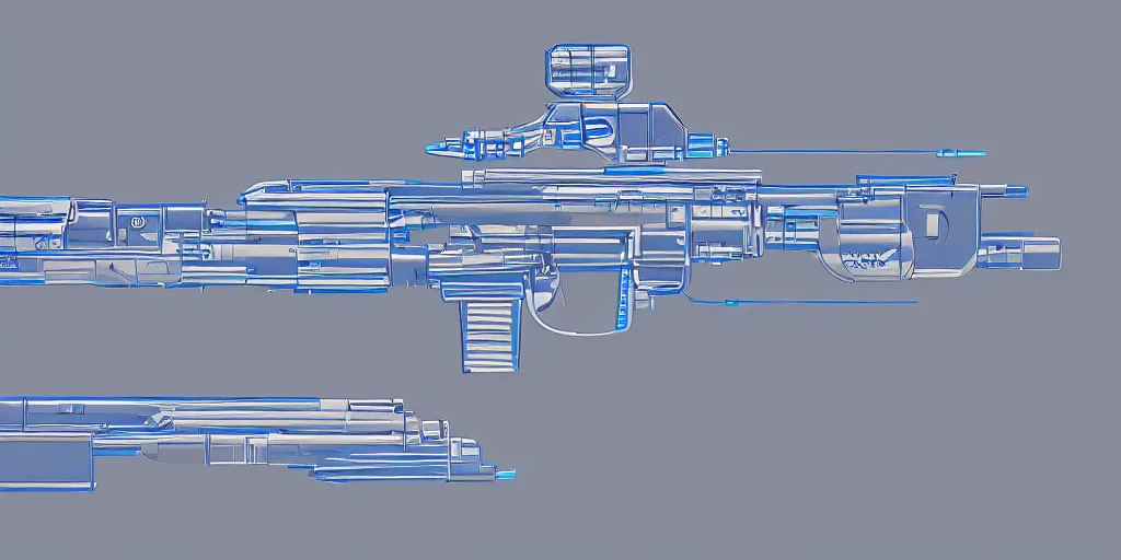 Image similar to schematic of a futuristic plasma rifle, blueprint, HD, side view, 4k