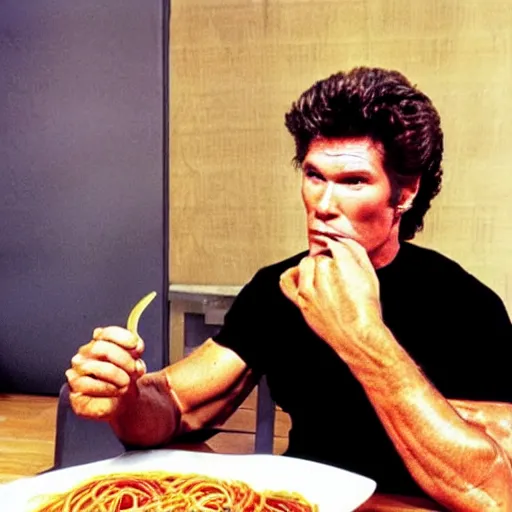 The David Hasselhoff Eating Spaghetti With His Hands | Stable Diffusion ...