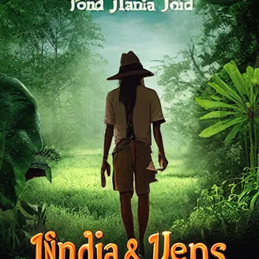 Prompt: indian jones and the killer plant movie poster