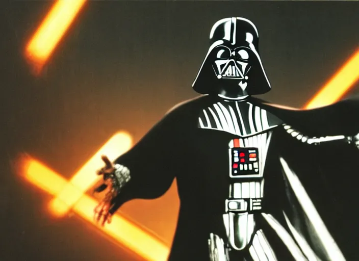Image similar to of Darth Vader disco dancing exactly like John Travolta on the cover of Saturday Night Fever, 4k