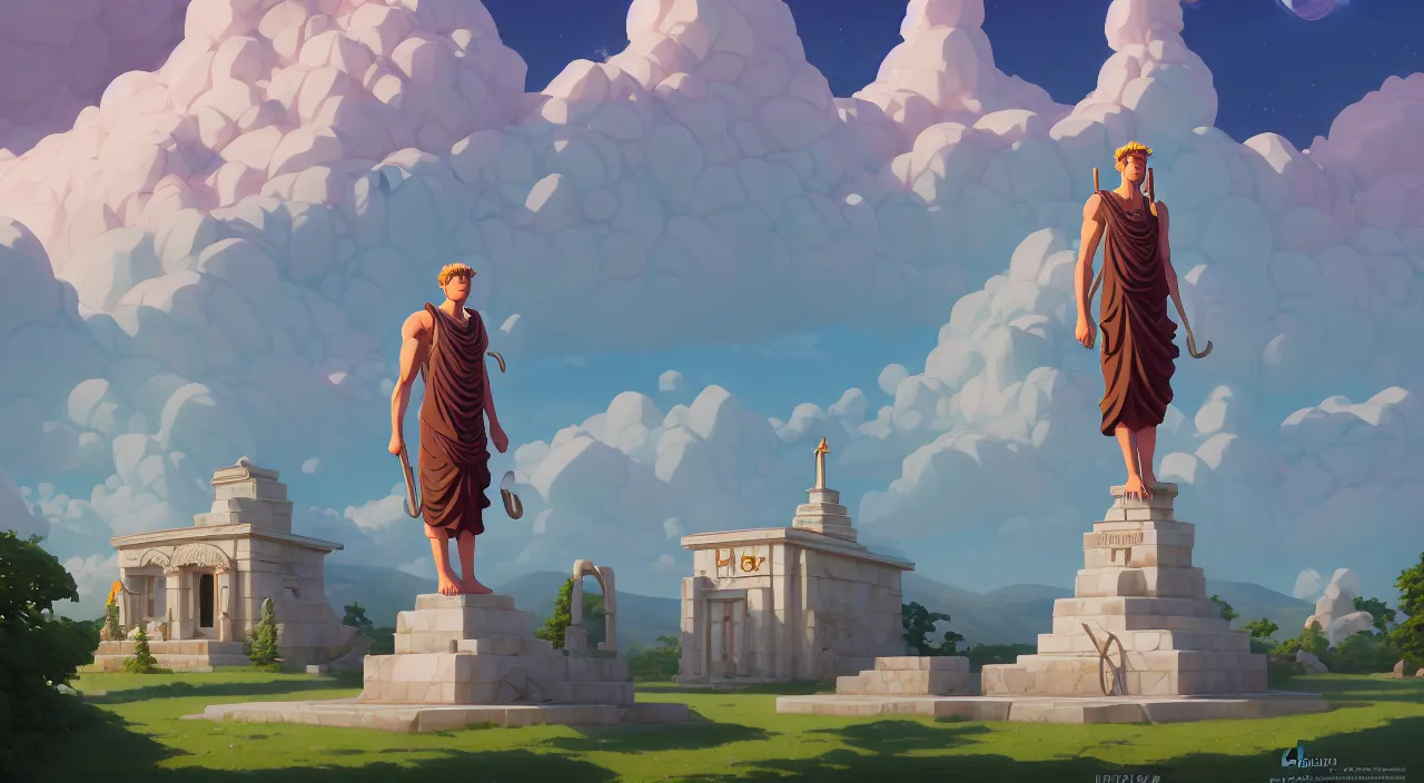 Image similar to painting of hiperborea zikkurat statue and hill valley Nordic temple of olympus glory hogweed plant grow flower ,in marble incrusted of legends heartstone official fanart behance hd by Jesper Ejsing, by RHADS, Makoto Shinkai and Lois van baarle, ilya kuvshinov, rossdraws global illumination