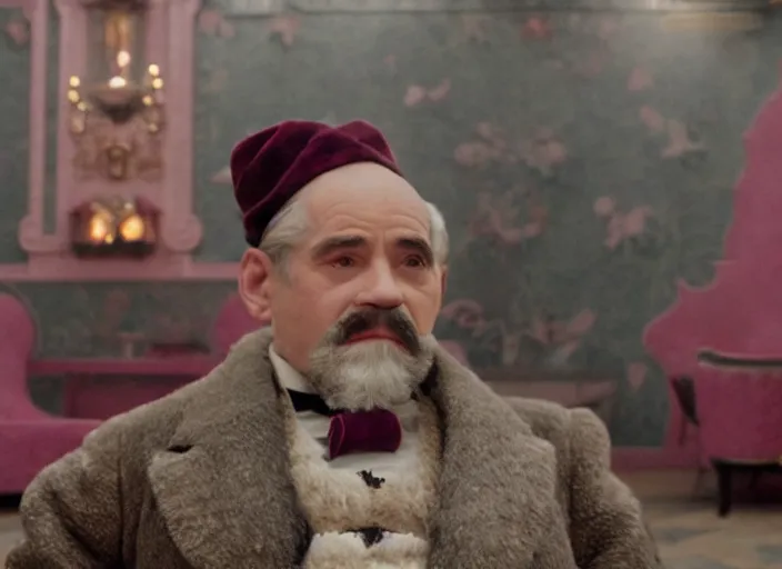 Prompt: a film still of a pompous dwarf in the grand budapest hotel ( 2 0 1 4 ) )