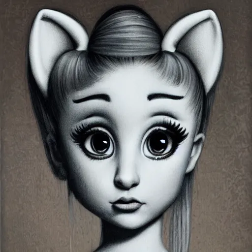 Image similar to ariana grande as a pony, lowbrow painting by mark ryden