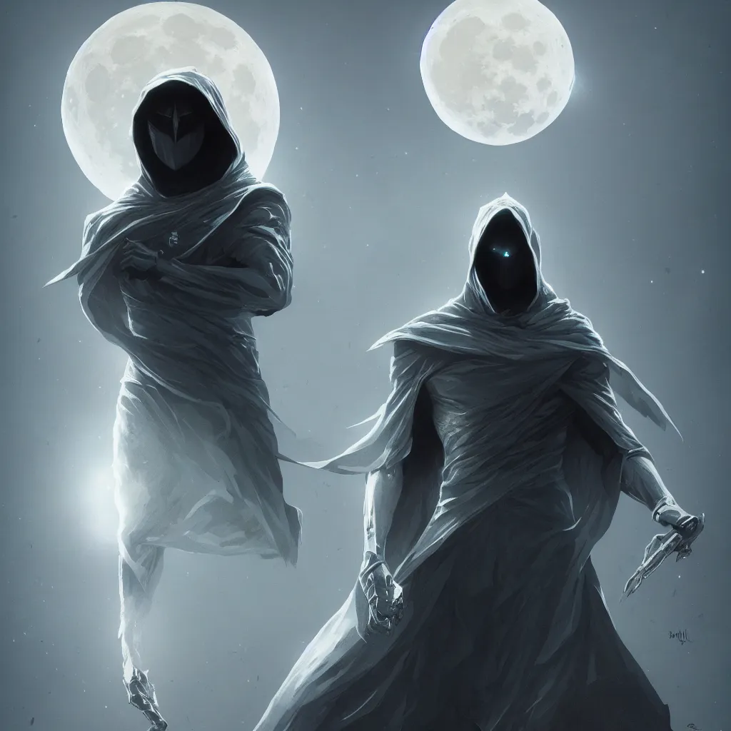 Image similar to symmetry of moon knight mixed with sandman from neil gaiman, rpg reference, art by greg rutkowski, artgerm, trending on artstation, octane render, insanely detailed, 8 k, hd