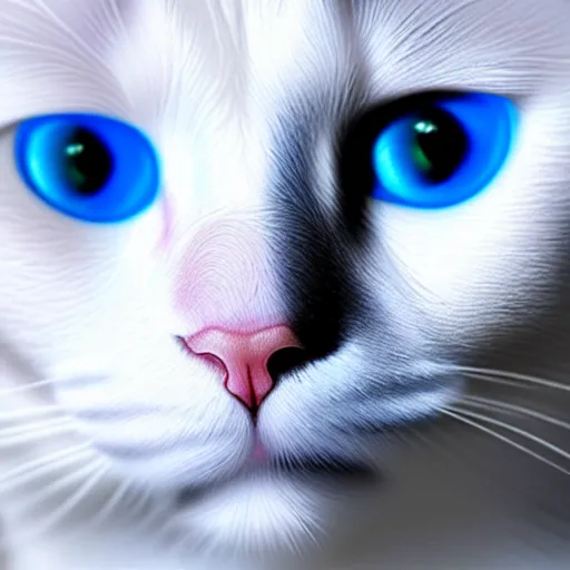 Prompt: epic professional oil painting of a white cat with blue eyes, epic, stunning, gorgeous, intricate detail, much wow, 4K, masterpiece