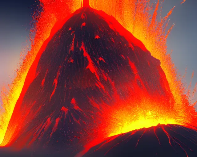 Image similar to eruption of a volcano, oil paining, artstation, 4k, elegant