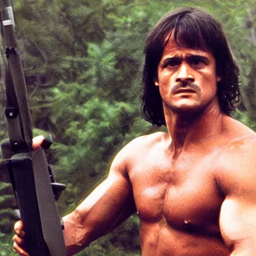 Prompt: rambo from first blood on a kick scooter