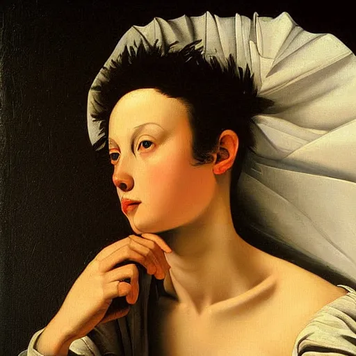 Prompt: oil painting clair obscur by caravaggio