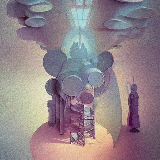 Image similar to everything is connected. digital artwork by vincent bons, beeple, michael whelan, remedios varo and gerardo dottori. grainy and rough. interesting pastel colour palette. beautiful light. oil and water colour based on high quality render.