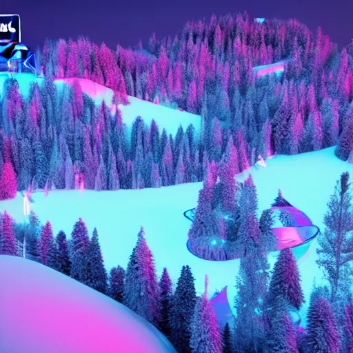 Image similar to : psychedelic ski resort, architectural plans hyper - realistic, detailed, render by c 4 d octane, unreal engine, 8 k 3 d render ray traceing