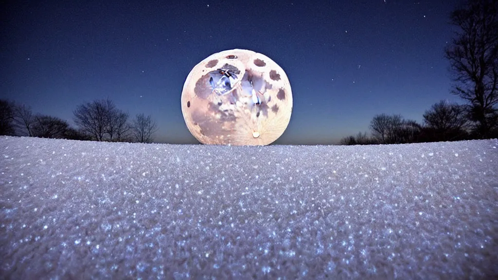 Prompt: the bright moonlight in front of the bed is suspected to be frost on the ground. look up at the bright moon and look down at your hometown