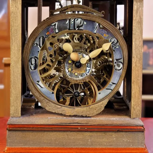 Image similar to 19th century mechanical automata clock depicting a village with mechanical people