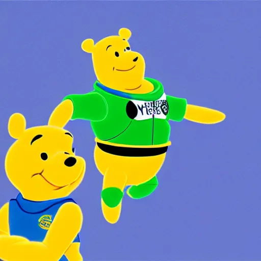 Image similar to illustration of Winnie the Pooh as Buzz Lightyear, pastel colors