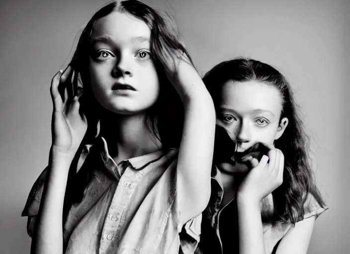 Image similar to sadie sink, by richard avedon, tri - x pan stock