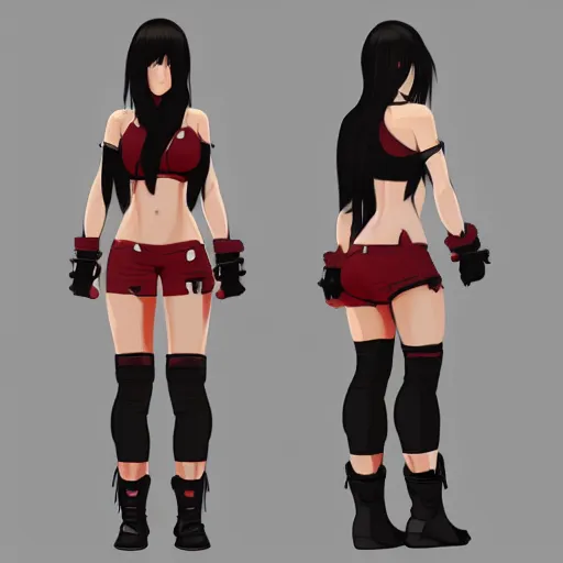 Prompt: head and body concept art of tifa lockhart, trending on artstation