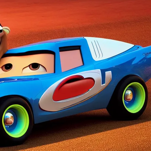 Prompt: cars movie with the face of David Copperfield on the body car, pixar