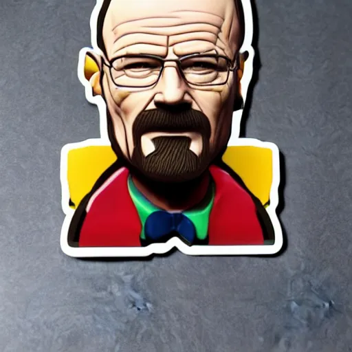 Image similar to pizza made of walter white figurine stickers, unreal, render, splash, award winning photograph