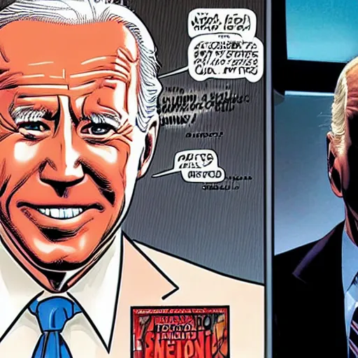 Prompt: Joe Biden in a Marvel Comic Book