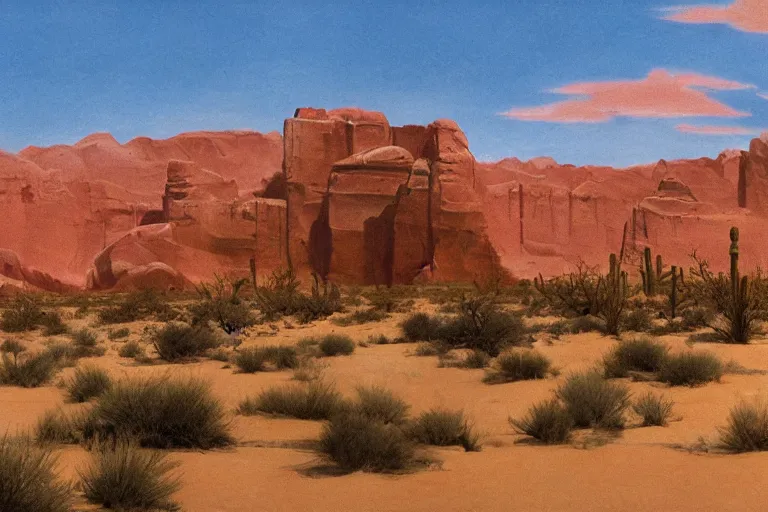 Image similar to desert mesa, matte painting