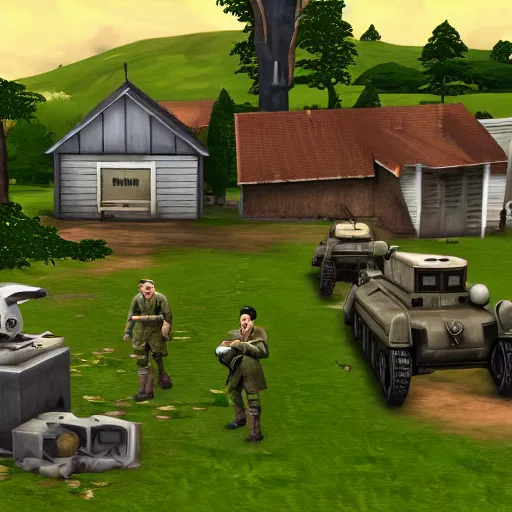 Image similar to world war ii in the style of the sims 3