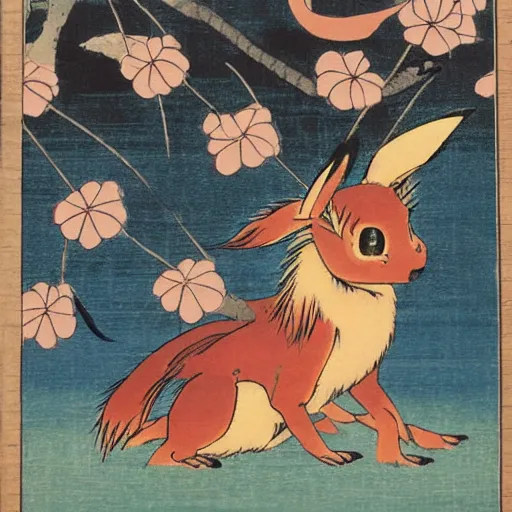 Image similar to Beautiful Ukiyo-e painting of an Eevee