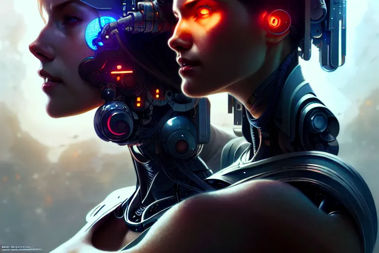 Prompt: ultra realistic, beautiful cyborg woman, sci-fi, fantasy, cyberpunk, intricate, elegant, highly detailed, digital painting, octane render, artstation, concept art, smooth, sharp focus, illustration, art by artgerm and greg rutkowski and alphonse mucha