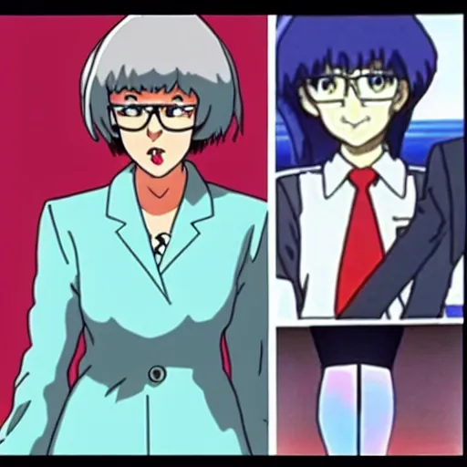 Prompt: theresa may cameo in neon genesis evangelion. theresa anime