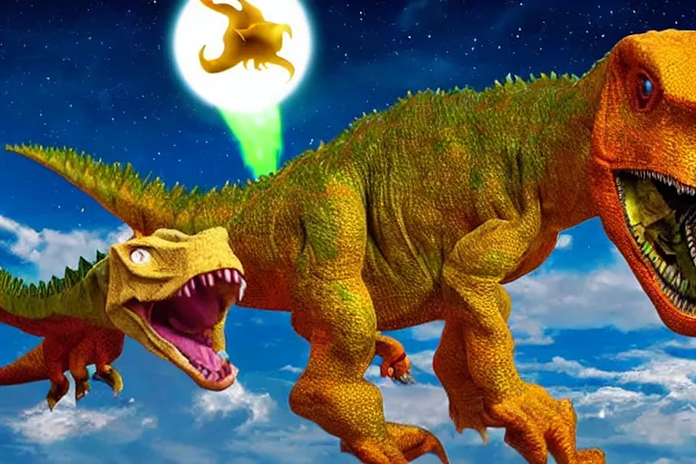 Image similar to tiktok as meteor destroying dinosaurus