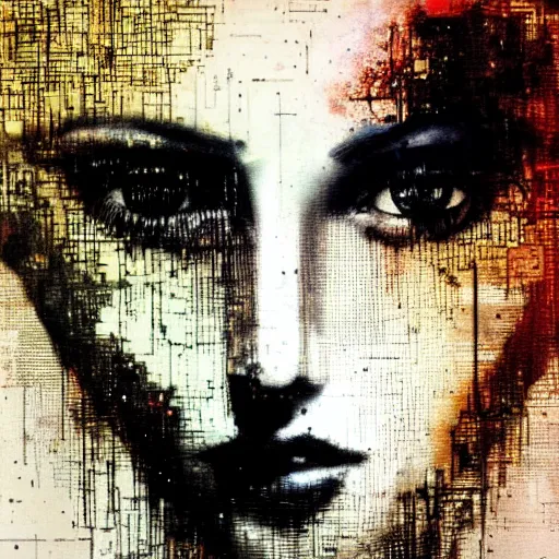 Image similar to portrait of a youthful beautiful women, mysterious, glitch effects over the eyes, fading, by Guy Denning, by Johannes Itten, by Russ Mills, centered, glitch art, clear skin, hacking effects, chromatic, cyberpunk, color blocking, digital art, concept art, abstract