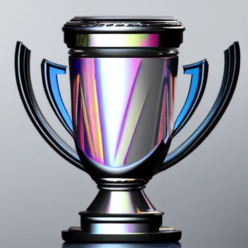 Image similar to A gorgeous render of an iridescent trophy on a white background, Blender