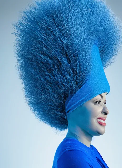 Prompt: Real life Marge Simpson, headshot, studio lighting