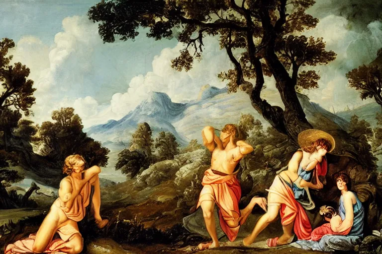 Prompt: The shepherds of Arcadia, very detailed