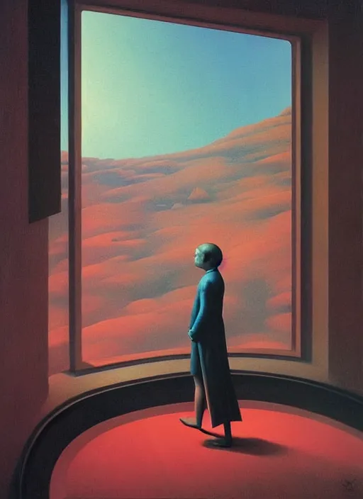 Prompt: inside a time machine traveling at speed of light, Edward Hopper and James Gilleard, Zdzislaw Beksinski, Mark Ryden, Wolfgang Lettl highly detailed, hints of Yayoi Kasuma