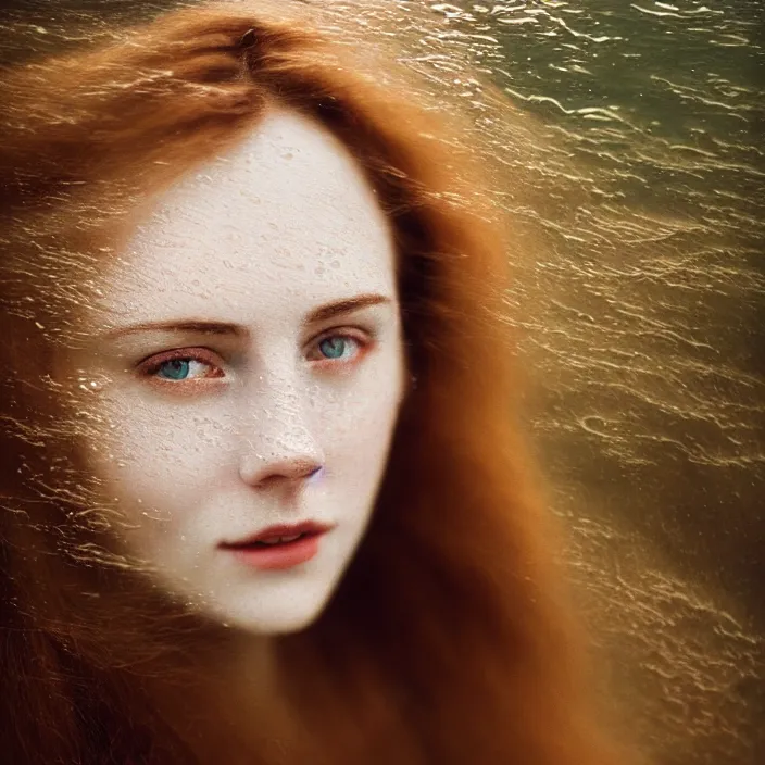 Image similar to Kodak Portra 400, 8K,ARTSTATION, Caroline Gariba, soft light, volumetric lighting, highly detailed, britt marling style 3/4 , extreme Close-up portrait photography of a beautiful woman how pre-Raphaelites,inspired by Ophelia paint, the face emerges from water of Pamukkale, underwater face, hair are intricate with highly detailed realistic beautiful flowers , Realistic, Refined, Highly Detailed, interstellar outdoor soft pastel lighting colors scheme, outdoor fine art photography, Hyper realistic, photo realistic