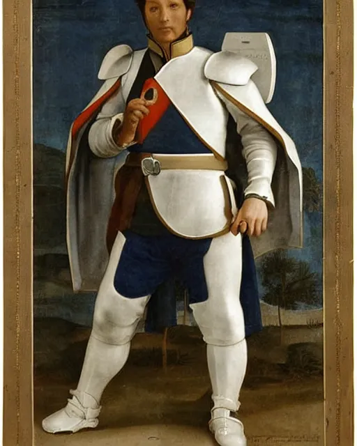 Image similar to starfleet uniform, a knight of the round table in starfleet uniform, by agnolo bronzino and giovanni bellini