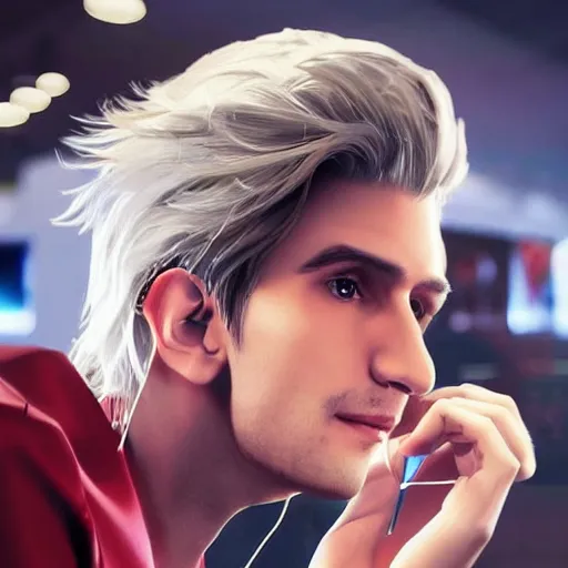 Image similar to a high quality photo of handsome gigachad XQC gambling, photorealism, 8k, artstation