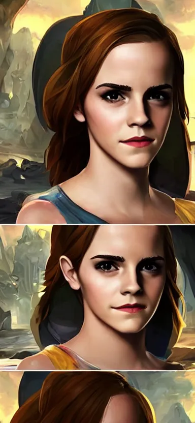 Image similar to Emma Watson as a character in the game League of Legends, with a background based on the game League of Legends, detailed face, old 3d graphics