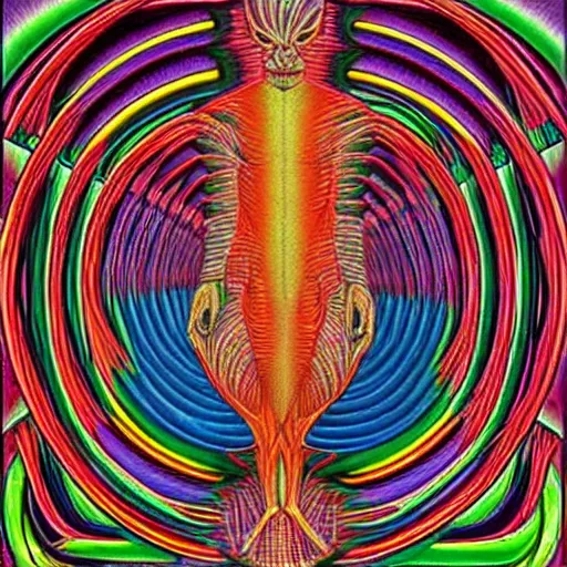 Image similar to I think therefore I am by Alex Grey