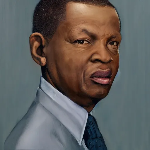 Image similar to bill antedtu corporate portrait, professional profile photo, hyperreal photo portrait by jonathan yeo, by kehinde wiley, by craig wiley, by david dawson, professional studio lighting, detailed realistic facial features