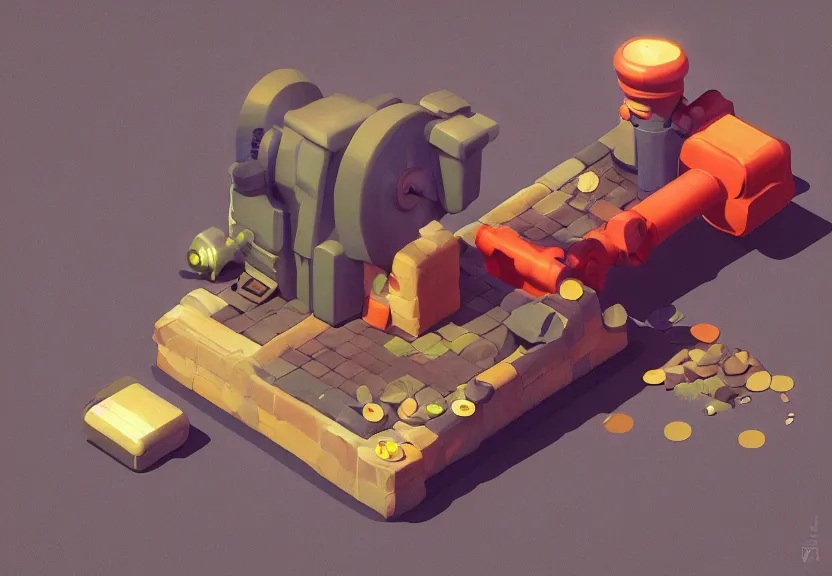 Image similar to isometric chubby cute cannon, clean, octane render, unreal engine, artstation