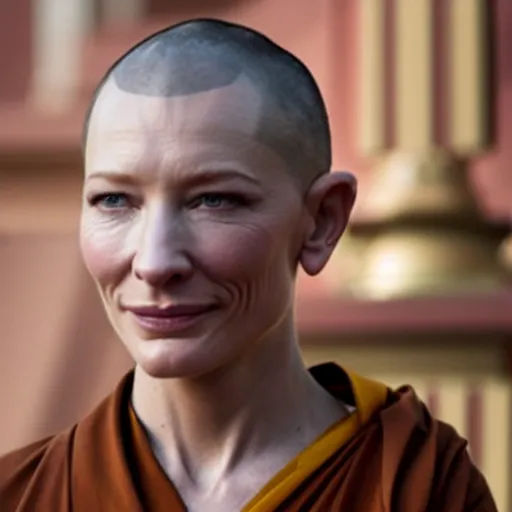 Image similar to cate blanchett as buddhist monk