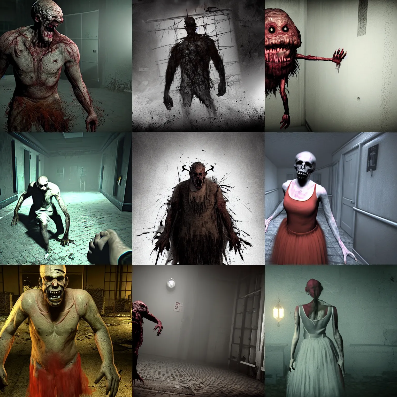Image similar to new monster from the game outlast wearing a tutu