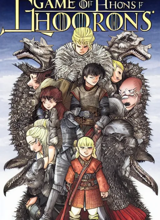 Image similar to game of thrones manga cover by akira toriyama