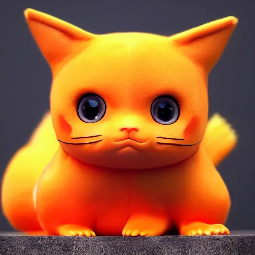 Prompt: kodachromatic photo of realistic orange pikachu cat,8k