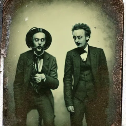 Image similar to tintype photo of “ rick and morty ” old time