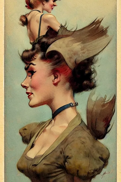 Image similar to (((((1950s pulp cover art . muted colors.))))) by Jean-Baptiste Monge !!!!!!!!!!!!!!!!!!!!!!!!!!!